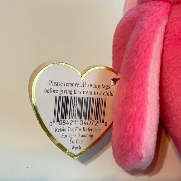 TY Beanie Babies PINKY NWT Pink Flamingo 1995 DOB February 13, 1995 - Picture 9 of 11